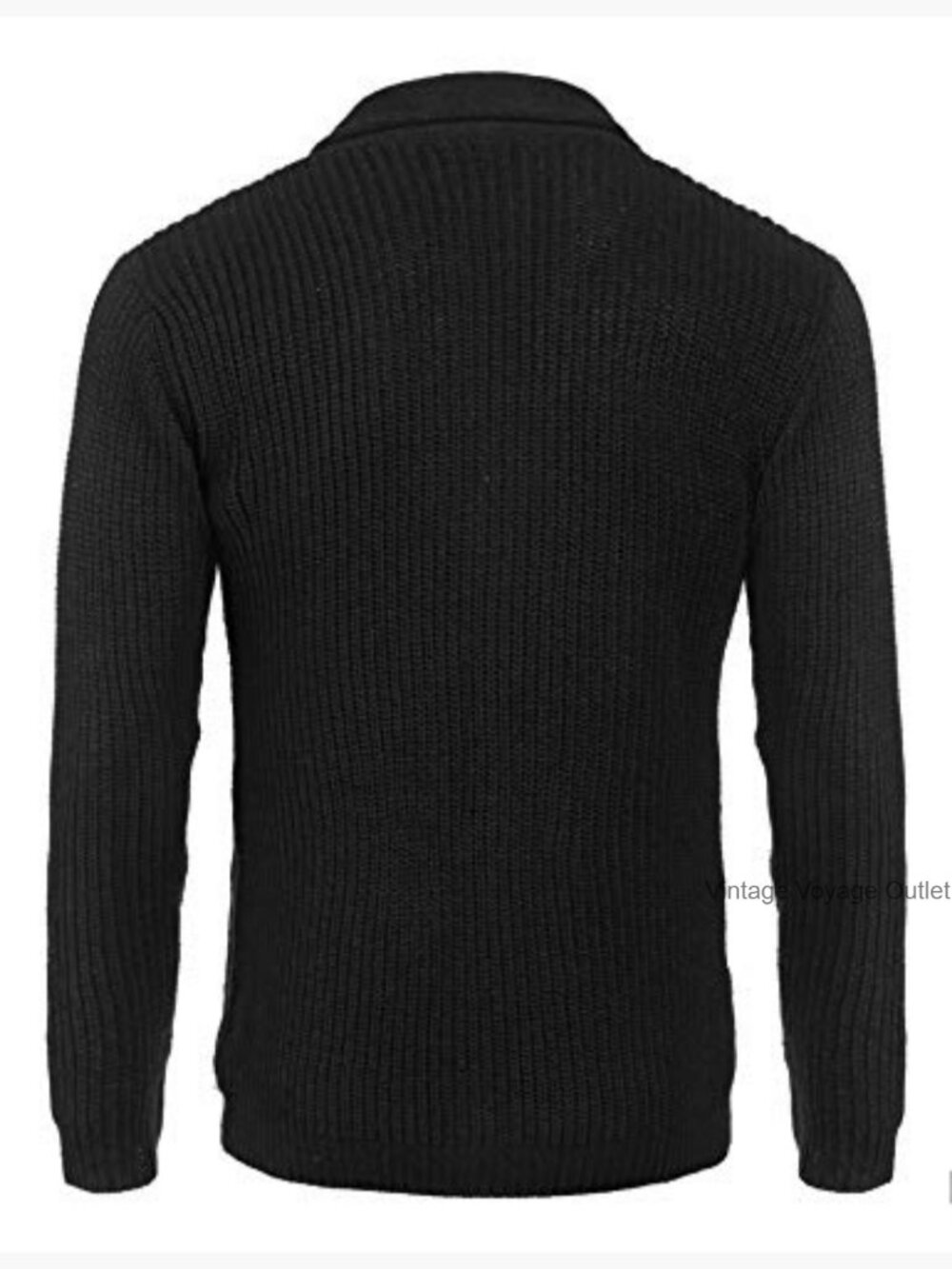 Slim Fit Cardigan Sweater Shawl Collar Cable Knit Button Up Pockets - Picture 6 of 7